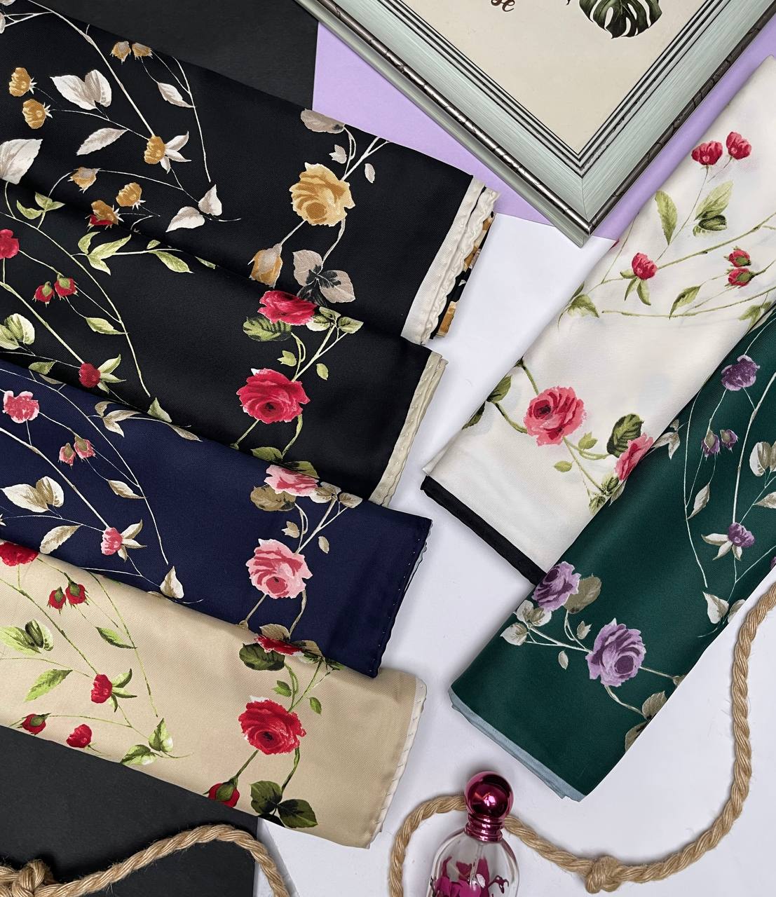 روسری توییل طرح گلبرگ 110